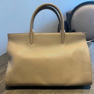 Saint Laurent Cabas Rive Gauche Beige Grained Leather Satchel